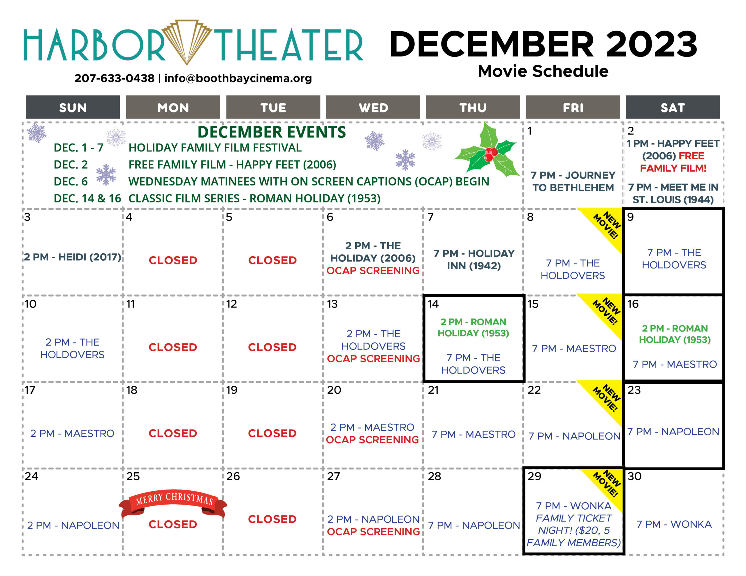 Calendar of Events Maine Independent Movie Theater Schedule
